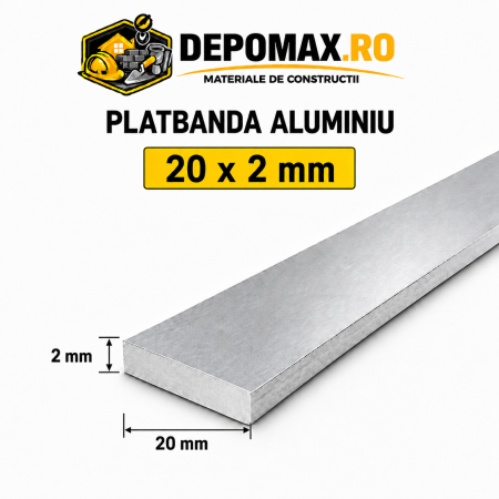 Platbanda aluminiu 20 x 2 mm, 6 metri (EN-AW 6060)